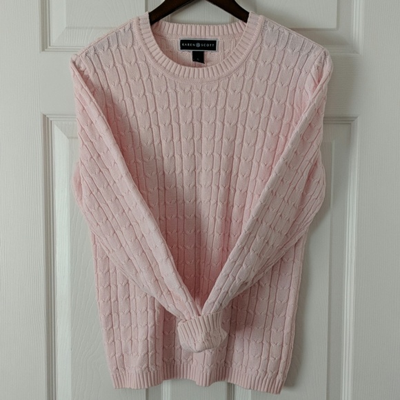 Karen Scott Sweaters - Karen Scott Cable Knit Sweater • Baby Pink